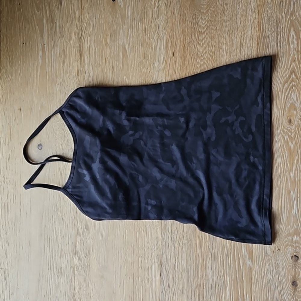 Lululemon Power Y Tank Sequoia Camo Print Deep Coal Black/Black